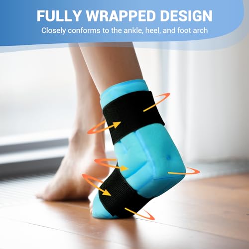 Comfytemp Large Ankle Foot Ice Pack Wrap for Plantar Fasciitis Relief, FSA HSA Eligible, Ankle Brace for Sprained Ankle, Heel Spur, Swelling, Achilles Tendonitis,Pain, Hot & Cold Therapy, 1 Pack