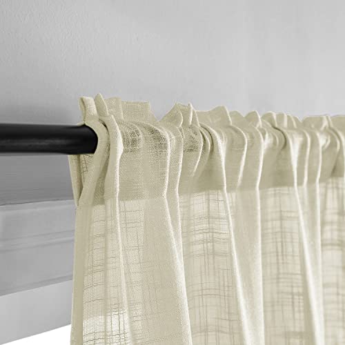 54 inch Length Curtains Semi Sheer 2 Panel Set Rod Pocket Short Curtains for Living Room Bedroom Bathroom Window,36 in Wide,White