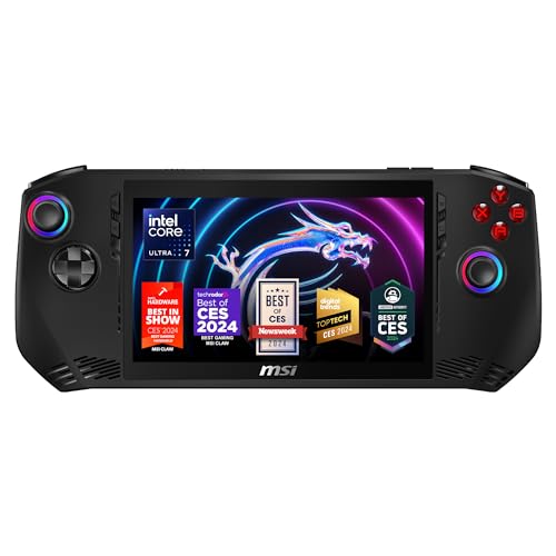 MSI Claw PC Gaming Handheld: Intel Ultra 7-155H, 7" FHD 120Hz Display, 16GB LPDDR5, 512TB NVMe SSD, MicroSD Card Reader, Thunderbolt 4, Win 11 Home: Black A1M-051US