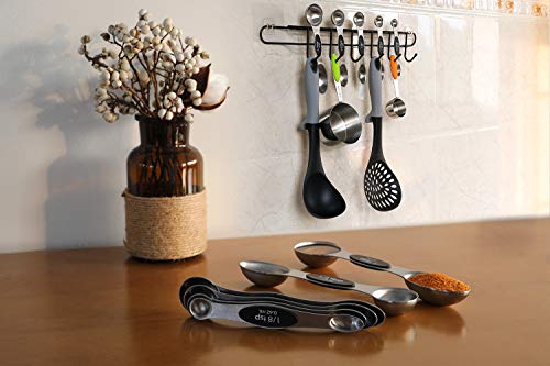 Magnetic Measuring Spoons Set of 6 Stainless Steel Dual Sided Stackable Teaspoon for Measuring Dry and Liquid Ingredients