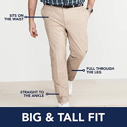 IZOD Men's Big and Tall Performance Stretch Pleated Pant, Cederwood Khaki, 46W X 34L