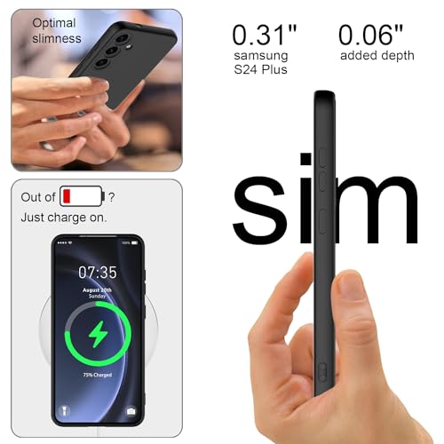 HAII Slim Liquid Silicone Case for Samsung Galaxy S24 Plus,with Scratch-Resistant Microfiber Lining Shockproof Soft Silicone Protective Case for Samsung S24 Plus (Black)