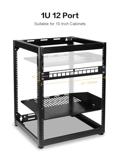 Enmane 12Port Blank Keystone Patch Panel 1U Keystone Patch Panel 10 Inch Shielded Network Patch Panel,Rack Mount with Smart Cable Management (Not Wall Mount