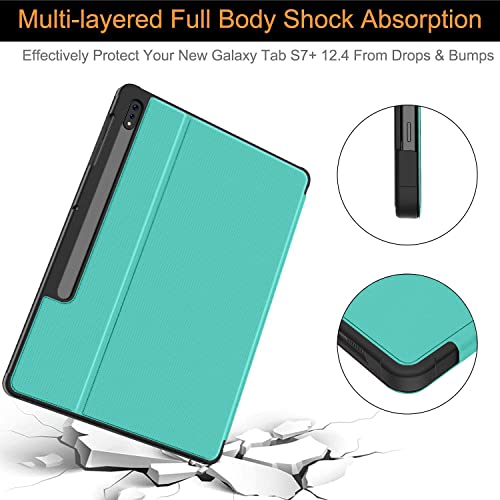 Soke Galaxy Tab S8+/S7 FE/S7 Plus Case with S Pen Holder [SM-X800/X806/T730/T736B/T970/T975] - Shockproof Stand Folio Case for Samsung Tab S8+ 2022/S7 FE 2021/S7 Plus 2020 12.4" Tablet,Book Black