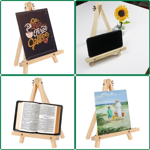 Rhykoka Wood Easels, 2 Packs 9.45 Inches Tabletop Painting Easels for Kids Artist Students,Portable Canvas Photo Picture Sign Holder (2)