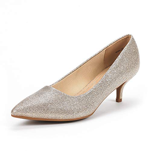 DREAM PAIRS Women's Pumps Kitten Heel Pointed Toe Shoes for Women Comfortable Office Work Dress Shoes,Size 9.5,Pink/Suede,Moda