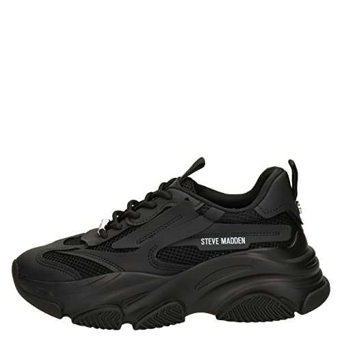 Steve Madden Women's Possession Sneaker, Black/Green, 8