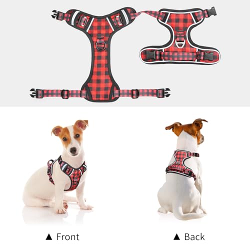 Timos Dog Harness, 3 Snap Buckles No-Pull Soft Padded Dog Vest with 2 Metal Leash Clips, Adjustable Reflective No Choke Pet Harness with Easy Control Handle for Small Dogs,Pale Pink,S