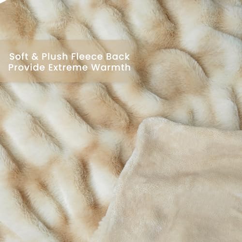 blunique Faux Fur Blanket Extra Soft, Luxury Dual-Sided Faux Fur Throw Blanket, Flannel and Faux Fur Blend, Luxury Furry Throw Blanket for Couch,50x60 Inches