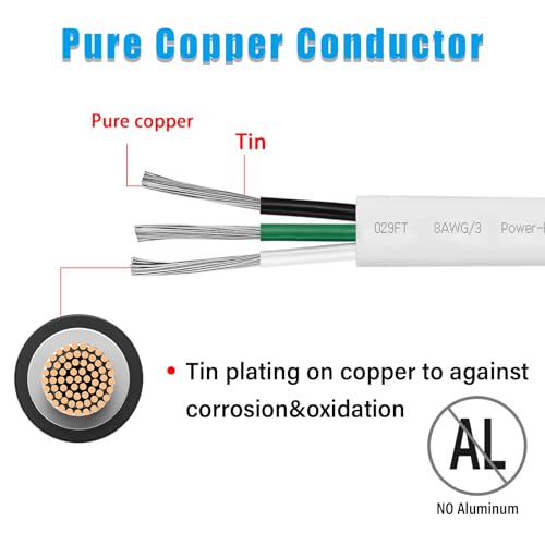 Kimbluth 10 Gauge Triplex Marine Wire Tinned Copper Boat Cable, 10ft 10 AWG Standard USA OFC Oxygen Free Copper Wire for Automotive Boat Speakers Solar Outdoors