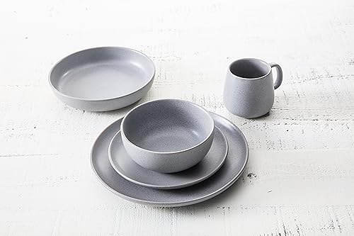 Fortessa Sound Stoneware 16 Piece Dinnerware Set, Service for 4, Cement