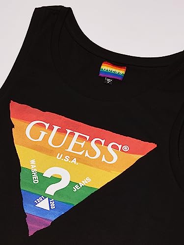 GUESS Men's Sleeveless Basic Pride Logo Tank, Jet Black