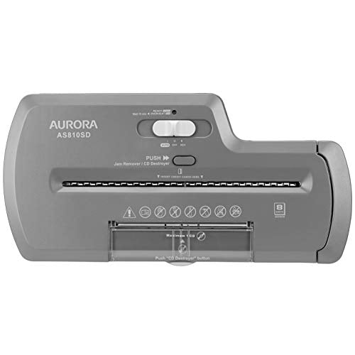 Aurora AS810SD 8-Sheet Strip-Cut Paper, CD and Credit Card Shredder Basket