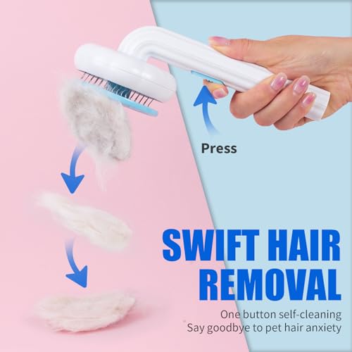 VIOJOJO Self-Cleaning Pet Grooming Tool - Deshedding Brush with Release Button for Cats and Dogs, Hair Remover for Indoor Pets