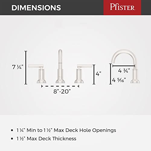 Pfister Capistrano Bathroom Sink Faucet, 8-Inch Widespread, 2-Handle, 3-Hole, Spot Defense Brushed Nickel Finish, LF049CSOGS