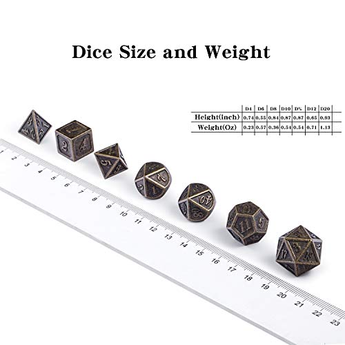 Metal DND Dice, DNDND 7 PCS Glow in The Dark Metallic D&D Dice Set with Grogeous Gift Case for Dungeons and Dragon Tabletop Game (Glow in The Dark Pink)