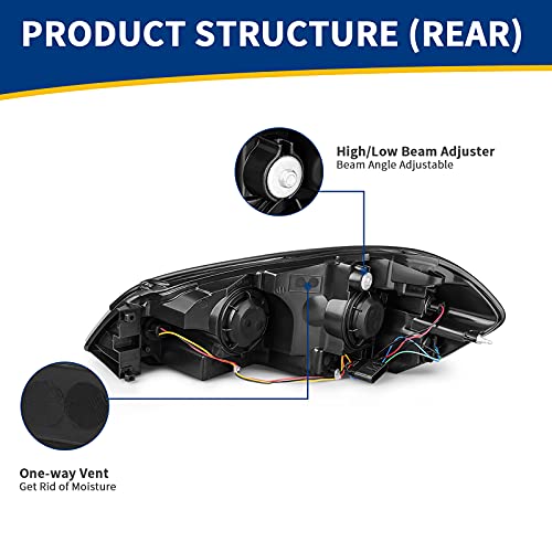 AUTOSAVER88 Headlight Assembly Compatible with 2006-2013 Chevy Impala 06 07 Chevy Monte Carlo Replacement Headlamp Black Housing Amber Reflector Clear Lens