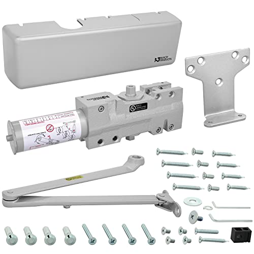 Nuk3y 4400 Series Grade 1 Cast Iron Door Closer, Multi-Mount, Adjustable Size 1-6, ADA Compliant, UL Listed (Aluminum)