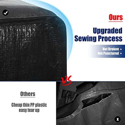 Cosy Family 4 Pack Heavy Duty Extra Large Moving Bags with Backpack Straps - Strong Handles & Zippers, Storage Totes For Space Saving, Fold Flat, Alternative to Moving Box (Set of 4, Black)