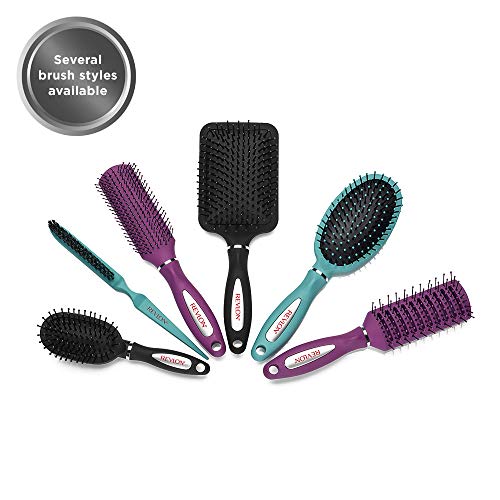 Revlon Straight & Smooth Soft Touch Paddle Hair Brush Set, Black + Berry