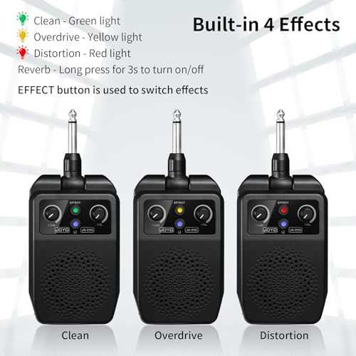 JOYO Mini Guitar Amp 5W Portable Small Electric Guitar Practice Amp Bluetooth Rechargeable Guitar Amplifier Built-in 4 Effects Clean Distortion Overdrive Reverb, Black (JA-05G)
