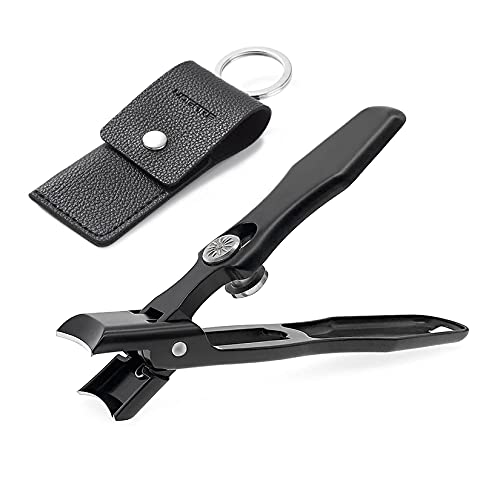 VOGARB Nail Clippers for Thick Nails Large Wide Jaw Opening Cutter with Safety Lock Heavy Duty for Toenail Fingernail No Splash Trimmer with Big Catcher for Men Women Adult Seniors (Black)