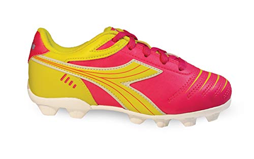 Diadora Kid's Cattura MD JR Soccer Cleats (3 Little Kid, Neon Pink/Neon Yellow/White)