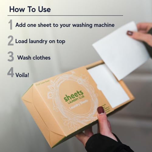 Sheets Laundry Club Laundry Detergent Sheets, 100 Loads - Fragrance Free Scent, Eco-Friendly, Quick-Dissolving Formula, Hypoallergenic, Septic Safe, Plastic-Free Packaging - 50 Sheets
