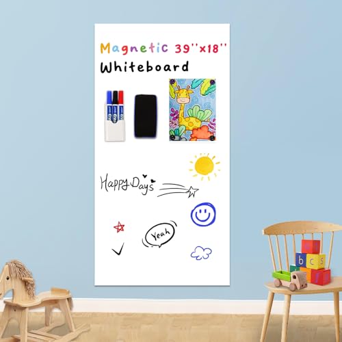 Magnetic Whiteboard Contact Paper 20" x 12”, YOUNGJQ Adhesive Dry Erase White Board Sticker for Wall, Peel and Stick Wallpaper, Easy to Write and Clean for Fridge Home Office