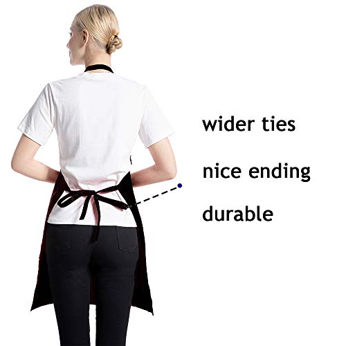 TSD STORY 12 Pcs Bib Bulk Black Aprons for Women Men Adult Girls Unisex with 2 Pockets, Baking Cooking Kitchen Painting Apron (Black,12 pcs)