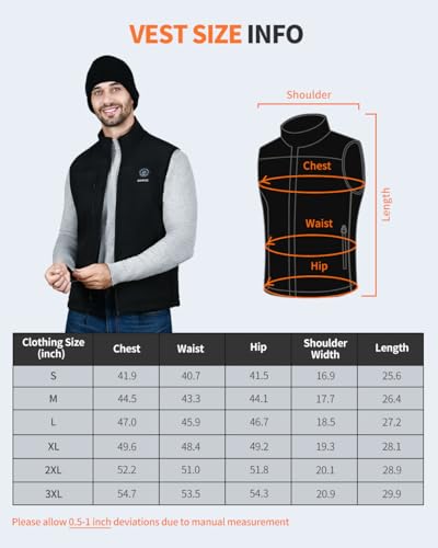 DOACE Heated Vest for Men and Women, Smart Electric Fleece Heated Vest with App Control, Lights-out Design, Battery Pack Included, Black, S