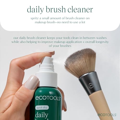 EcoTools Daily Makeup Brush Cleanser Spray, Quick Drying, Fragrance Free & Dermatologist Tested, Travel Size, TSA Approved, Cruelty-Free & Vegan 3 fl oz./89 ml. Bottle