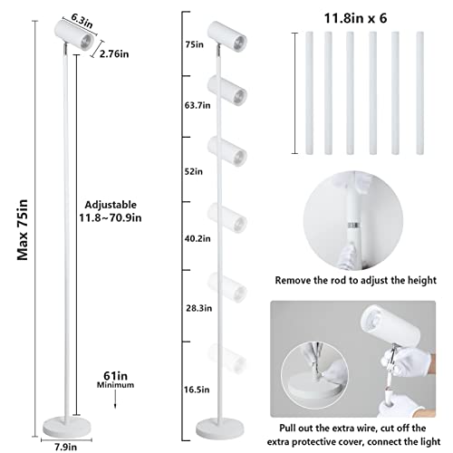 HMVPL Grow Lights Stand for Indoor Plants Full Spectrum Tall Plant Light for Indoor Growing with 20W COB Plant Light Bulb,4/8/12H Timer, Led Growth Floor Lamp for Large Plant Seedling(6 Level Height)