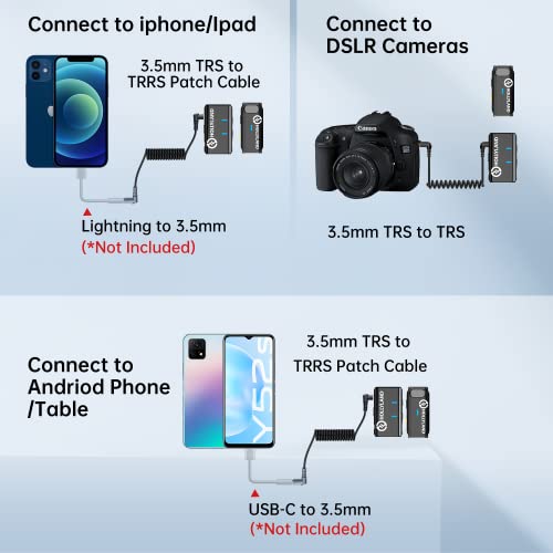 Hollyland Lark M1 Wireless Lavalier Microphone (1TX+1RX, No Charging Case) Compatible with iPhone Android Camera, 650ft 8h Noise Reduction Lapel Mic for YouTube, Interview, Recording, Vlog, Black