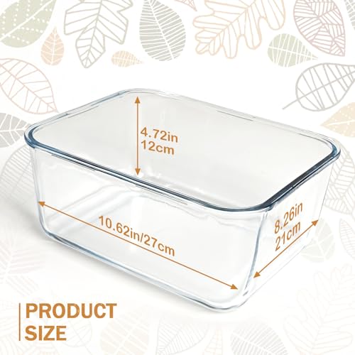 Large Glass Storage Containers with Lids, Watermelon Containers, Extra Large Glass Food Storage Airtight, Big Glass Containers Potluck, XL Glass Food Storage for Turkey Rotisserie Chicken, 220oz/28cup