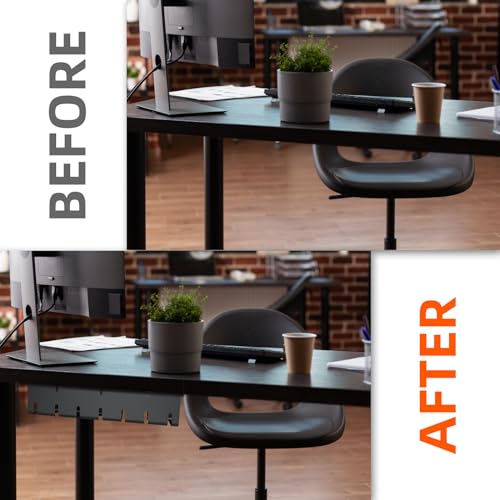 Under Desk Cable Management Tray 2PCS Metal U-Channel Desk Wire Management Self-Adhesive Installation Desk Cable Organizer - Home & Office