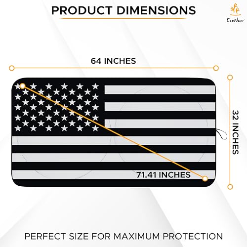 EcoNour Car Windshield Sun Shade B&W American Flag 240T Sun Shade Foldable Car Shades for Front Windows Automotive Interior Sun Protection for SUV Truck Blocks UV Ray Car Window Shades Medium (64x32)