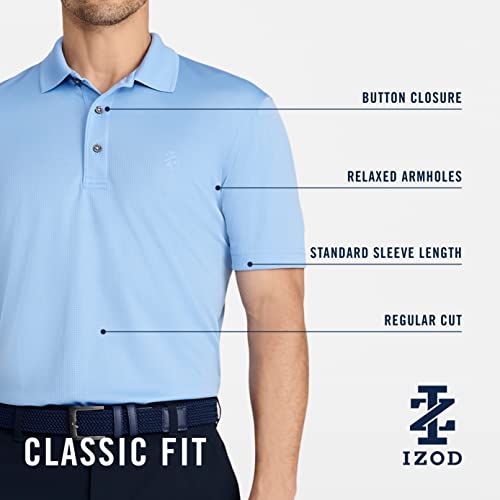 IZOD Men's Performance Golf Grid Polo, Blue Vervain, Small