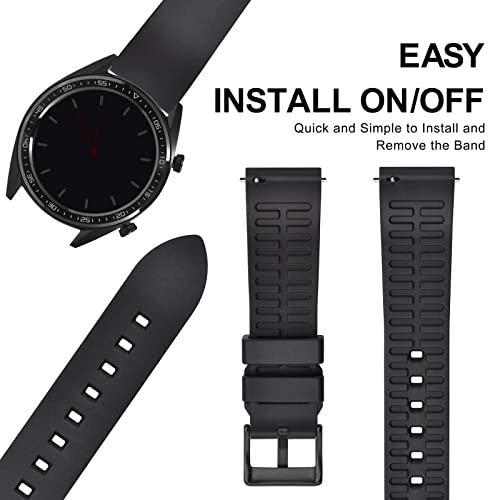 ANNEFIT Premium Silicone Watch Band, Quick Release Fluoro Rubber Strap 20mm with Black Buckle (Orange)