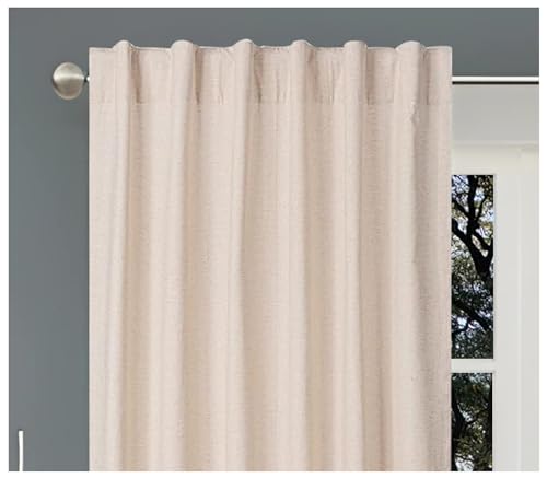 Limecasa,Farmhouse Curtain in Linen 50x84 Natural, Linen Cotton Curtains, 2 Panels Tab Top Curtains, Room Darkening Drapes, Curtains for Bedroom, Curtains for Living Room, Natural Curtain Set of 2