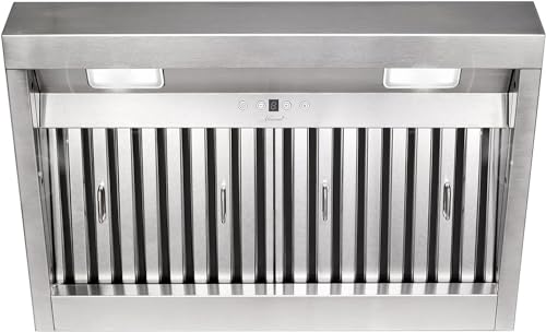 Akicon Range Hood Insert 30 Inch, Ultra Quiet, Powerful Suction Built-in Kitchen Vent Hood, Stainless Steel Ducted Stove Hood with Dimmable LED Lights, 3-Speed 600CFM