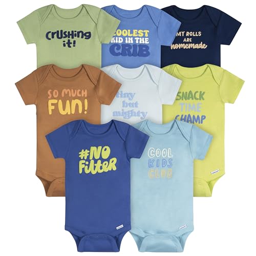 Onesies Brand unisex-baby 8-pack Short Sleeve Mix & Match Bodysuits, Cool Kids, Newborn