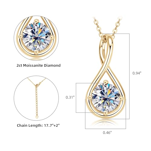 AINUOSHI Moissanite Necklace for Women, 3 Stone Lab Created Diamond D Color VVS1, Infinity Pendant, 925 Silver Chain, Anniversary/Birthday Gift