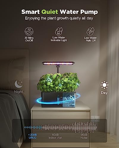 URUQ Hydroponics Growing System Garden: 8 Pods Indoor Herb Garden with Grow Light Plants Germination Kit Quiet Automatic Hydroponic Height Adjustable - Gardening Gifts for Women Kitchen White