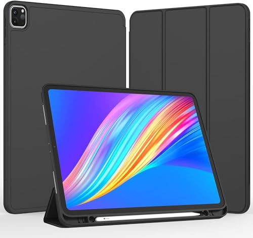 iMieet iPad Pro 13 Inch Case M4 (2024) with Pencil Holder, [Support Pencil Pro and Pencil (USB-C)]，Trifold Stand Smart Case with Soft TPU Back, Auto Wake/Sleep (Space Gray)