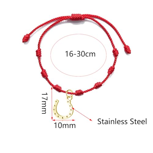 Horseshoe Bracelet for Women Handmade Woven Red Rope Lucky Bracelet for Horse Gifts Christmas Jewelry