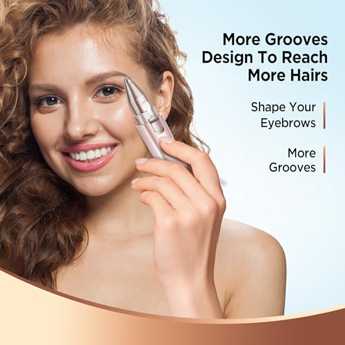 Orchrose Facial Hair Remover Eyebrow Trimmer: Portable Rechargeable 2 in 1 Face Shaver for Women - Painless Electric Hair Removal Device for Face Eyebrows Peach Fuzz Lips with Light (Gradient Pink)