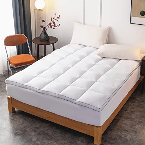 DROVAN Mattress Pad Twin Size - Extra Thick Mattress Cover - Pillow Top Deep Pocket with Breathable 7D Spiral Fiber Filling Cooling Mattress Topper