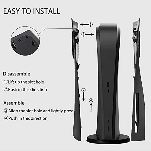 Faceplate for PS5 with Cooling Vent Face Plate Console Cover for Disc Edition DOBEWINGDELOU Replacement Side Plate Shell Accessories Hard Shockproof Anti-Scratch Dustproof ABS Case Black