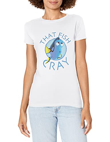 Disney womens Pixar Finding Dory That Fish Cray Crew Neck Graphic T-shirt T Shirt, White, Small US